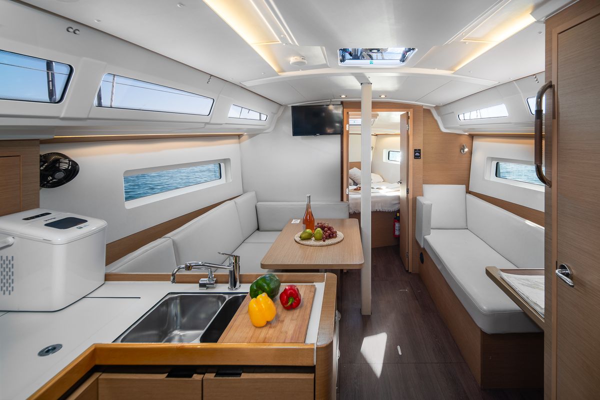 Salon of Nala, a Jeanneau Sun Odyssey 380 sailboat at Grad Biograd na Moru, Croatia