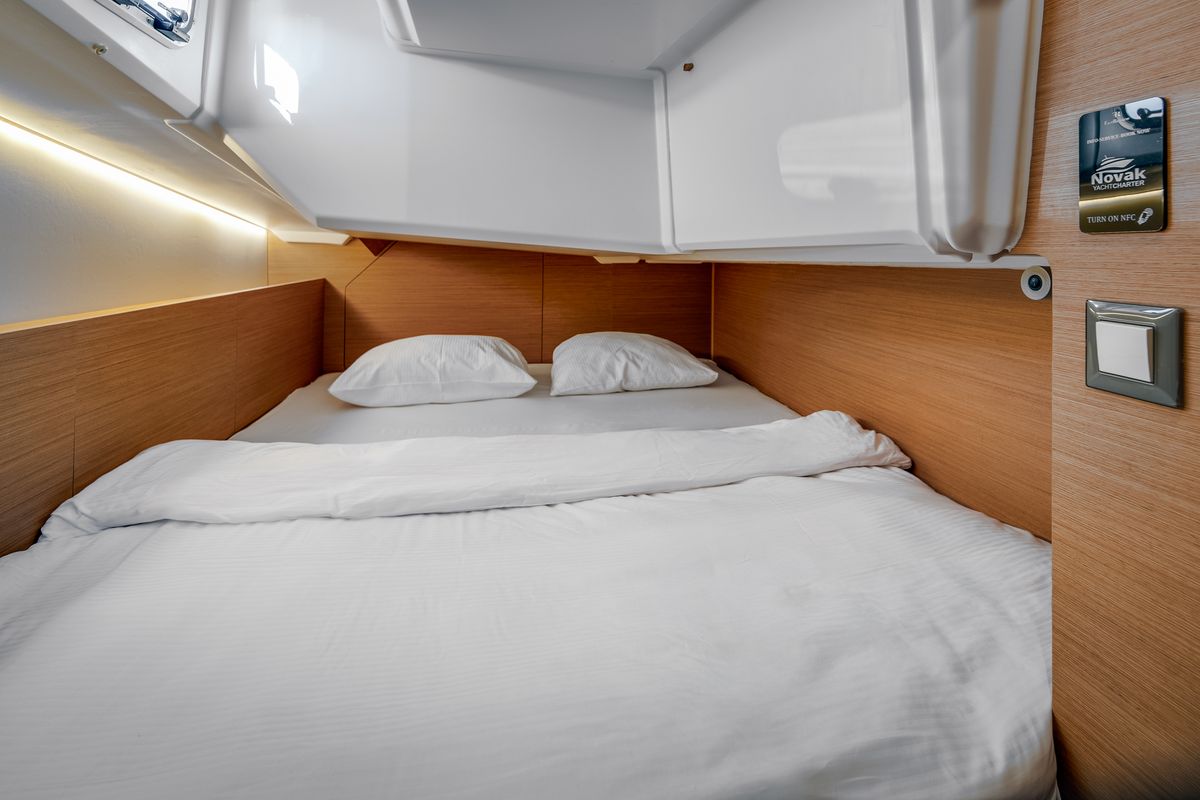 Cabin on Nala, a Jeanneau Sun Odyssey 380 sailboat at Grad Biograd na Moru, Croatia