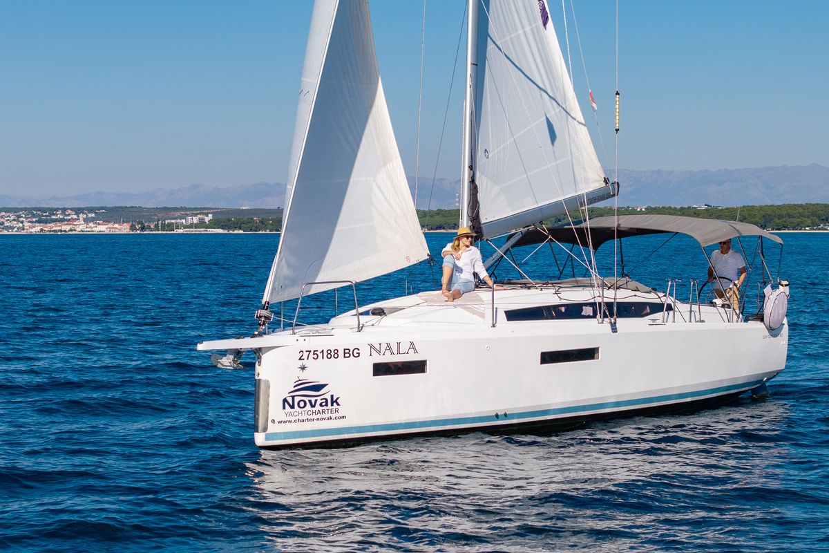 Exterior view of Nala, a Jeanneau Sun Odyssey 380 sailboat at Grad Biograd na Moru, Croatia