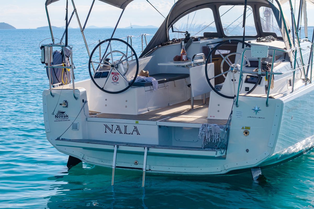 Cockpit of Nala, a Jeanneau Sun Odyssey 380 sailboat at Grad Biograd na Moru, Croatia