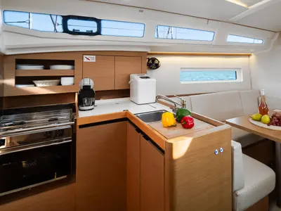 Galley of Nala, a Jeanneau Sun Odyssey 380 sailboat at Grad Biograd na Moru, Croatia