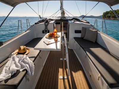 Deck of Nala, a Jeanneau Sun Odyssey 380 sailboat at Grad Biograd na Moru, Croatia