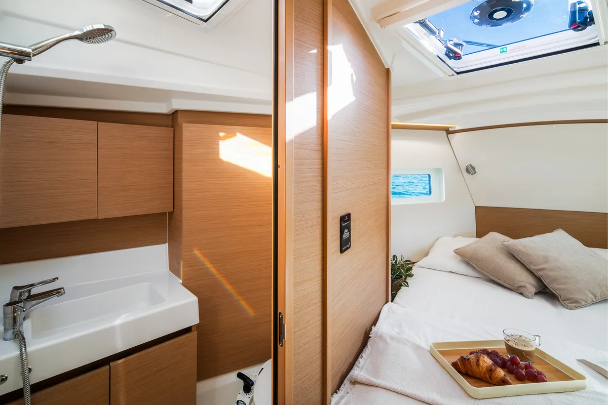 Cabin on Nala, a Jeanneau Sun Odyssey 380 sailboat at Grad Biograd na Moru, Croatia