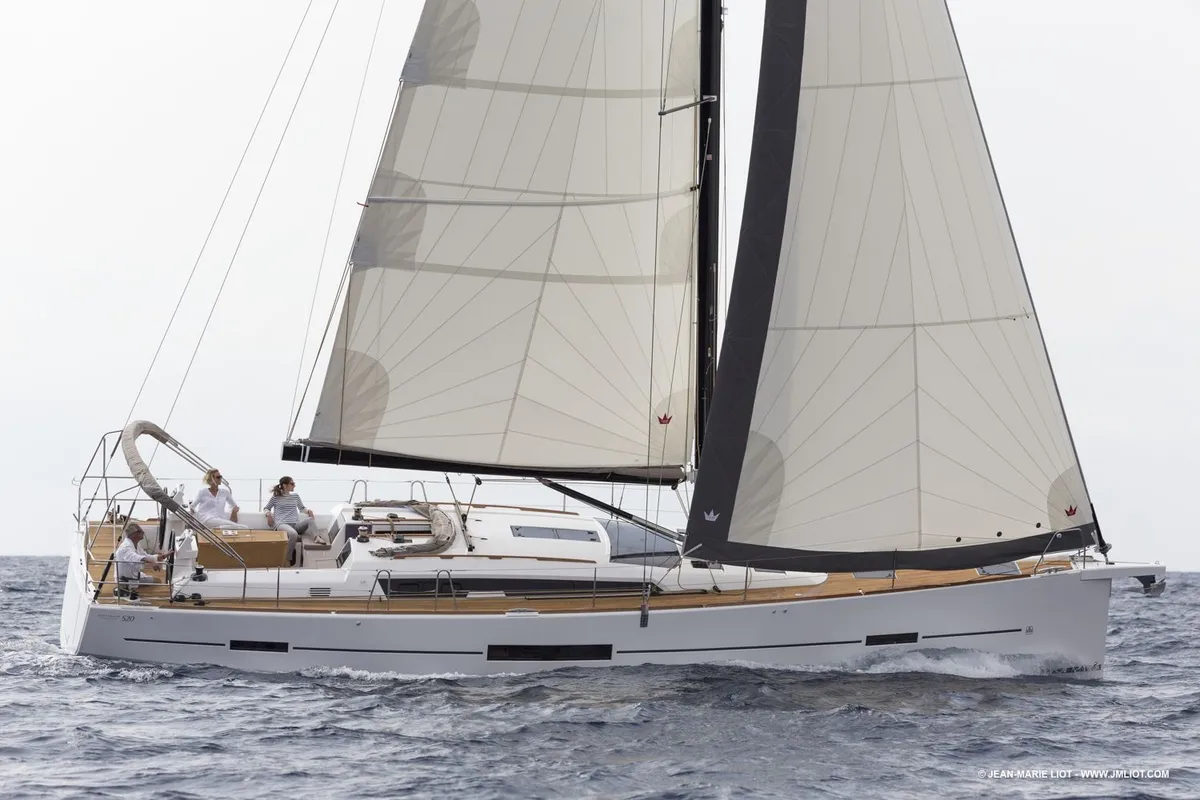Exterior view of Kalypso, a Dufour 520 GL sailboat at Sithonia Municipal Unit, Greece