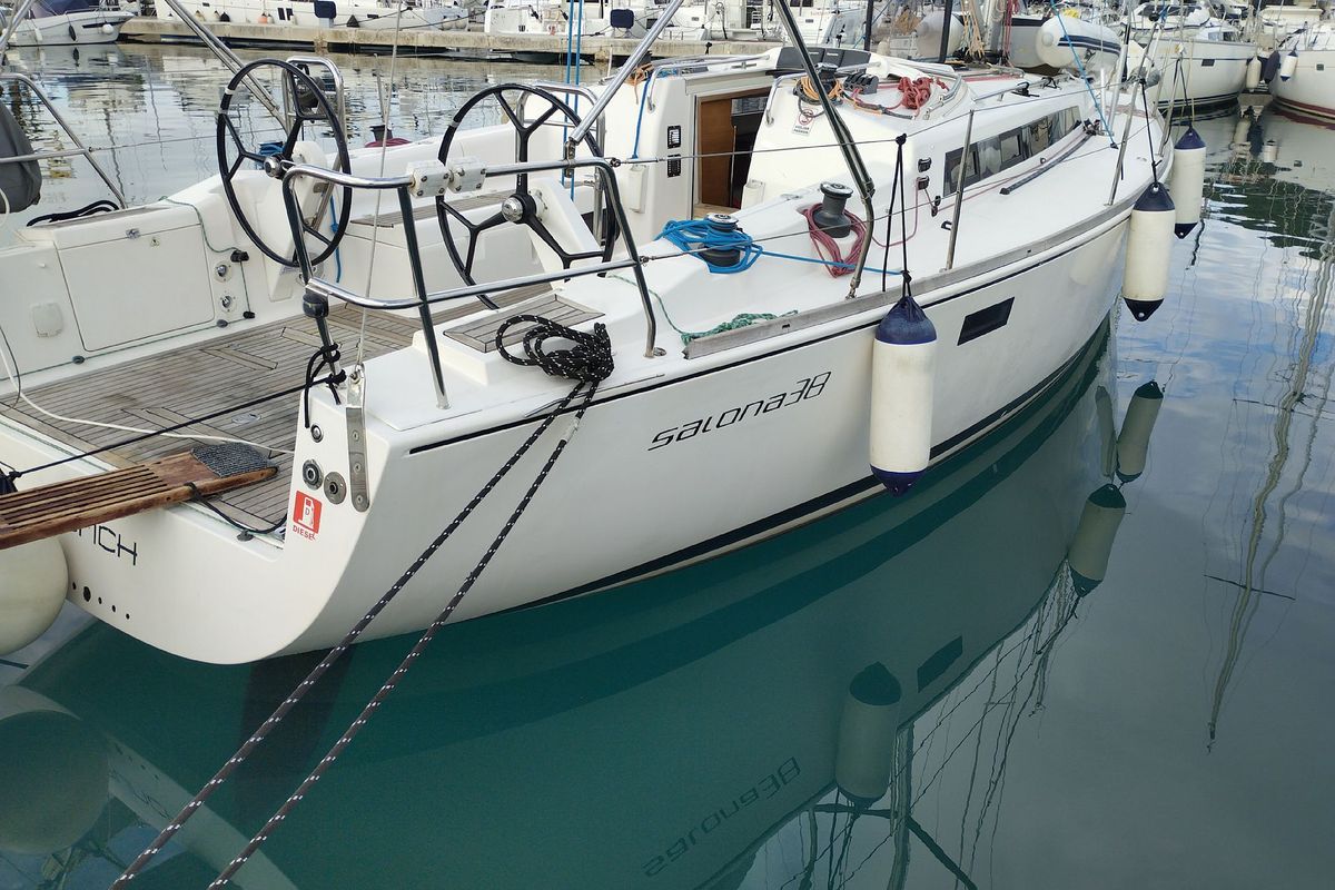 Exterior view of Tequila, a AD Boats Salona 38 sailboat at Izola / Isola, Slovenia