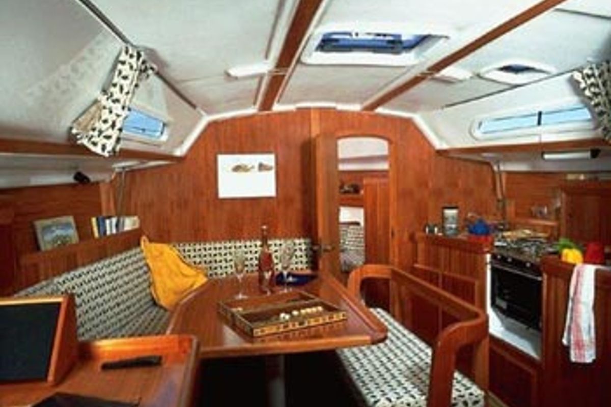 Salon of PIAMA, a Dufour 36 sailboat at Grad Trogir, Croatia