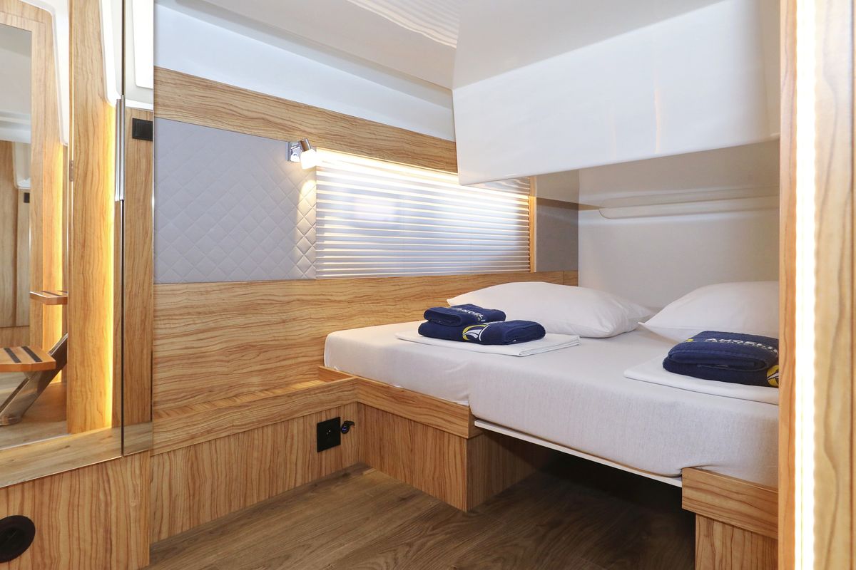 Cabin on Iggy, a Cobra Yachts Seamaster 45 yacht at Primošten, Croatia