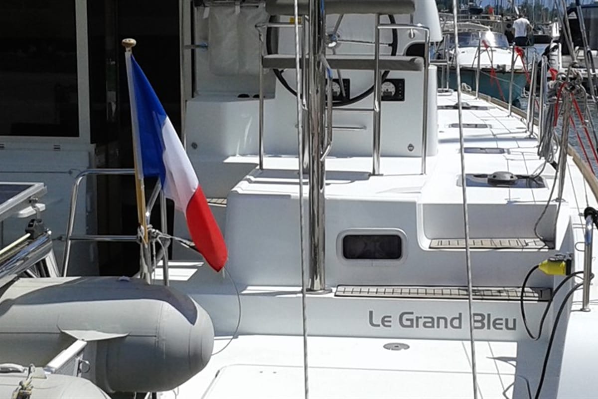 Le Grand Bleu, a Lagoon 39 catamaran at Kontokali, Greece