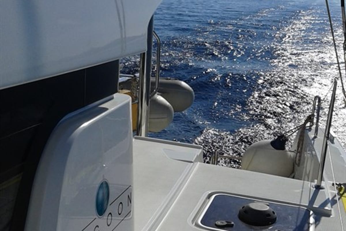 Le Grand Bleu, a Lagoon 39 catamaran at Kontokali, Greece