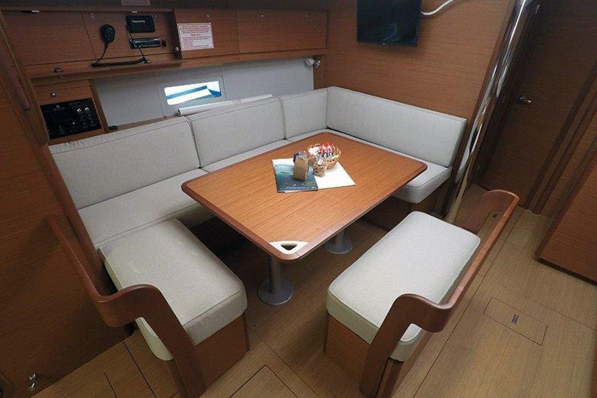 Salon of Freya, a Dufour 430 GL sailboat at Grad Šibenik, Croatia