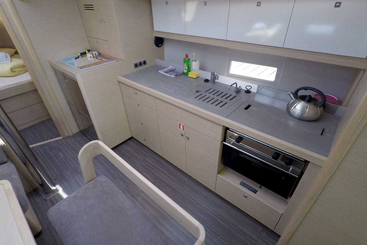 Galley of Freya, a Dufour 430 GL sailboat at Grad Šibenik, Croatia