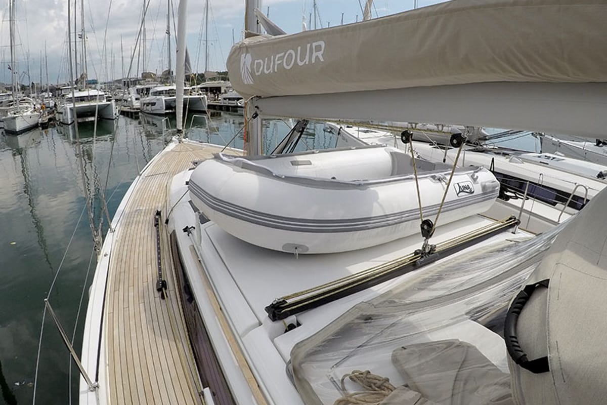Exterior view of Freya, a Dufour 430 GL sailboat at Grad Šibenik, Croatia
