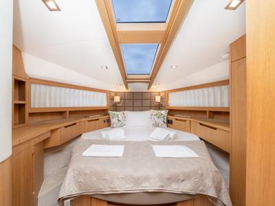 Cabin on BELLAGIO, a Galeon 430 Skydeck motorboat at Makarska, Croatia