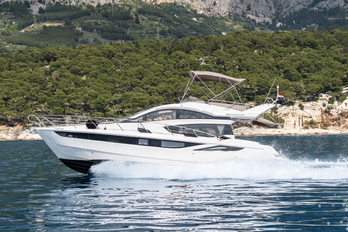 Cabin on BELLAGIO, a Galeon 430 Skydeck motorboat at Makarska, Croatia