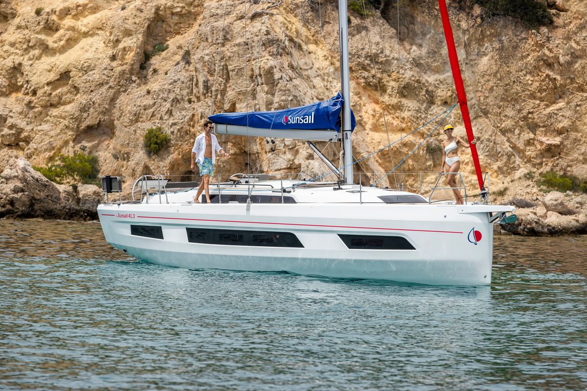 Exterior view of Sunsail 41.3 Premium, a Dufour 41 sailboat at Municipal Unit of Lefkada, Greece