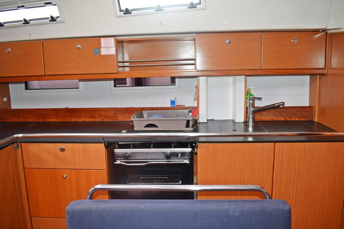 Galley of Tiha, a Bavaria Cruiser 45 sailboat at Grad Kaštela, Croatia