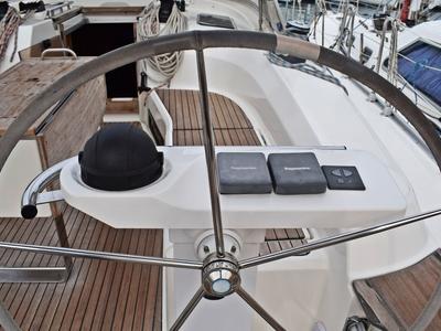 Cockpit of Tiha, a Bavaria Cruiser 45 sailboat at Grad Kaštela, Croatia