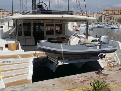 Deck of MY WAY, a Lagoon 52F catamaran at Ajaccio, France