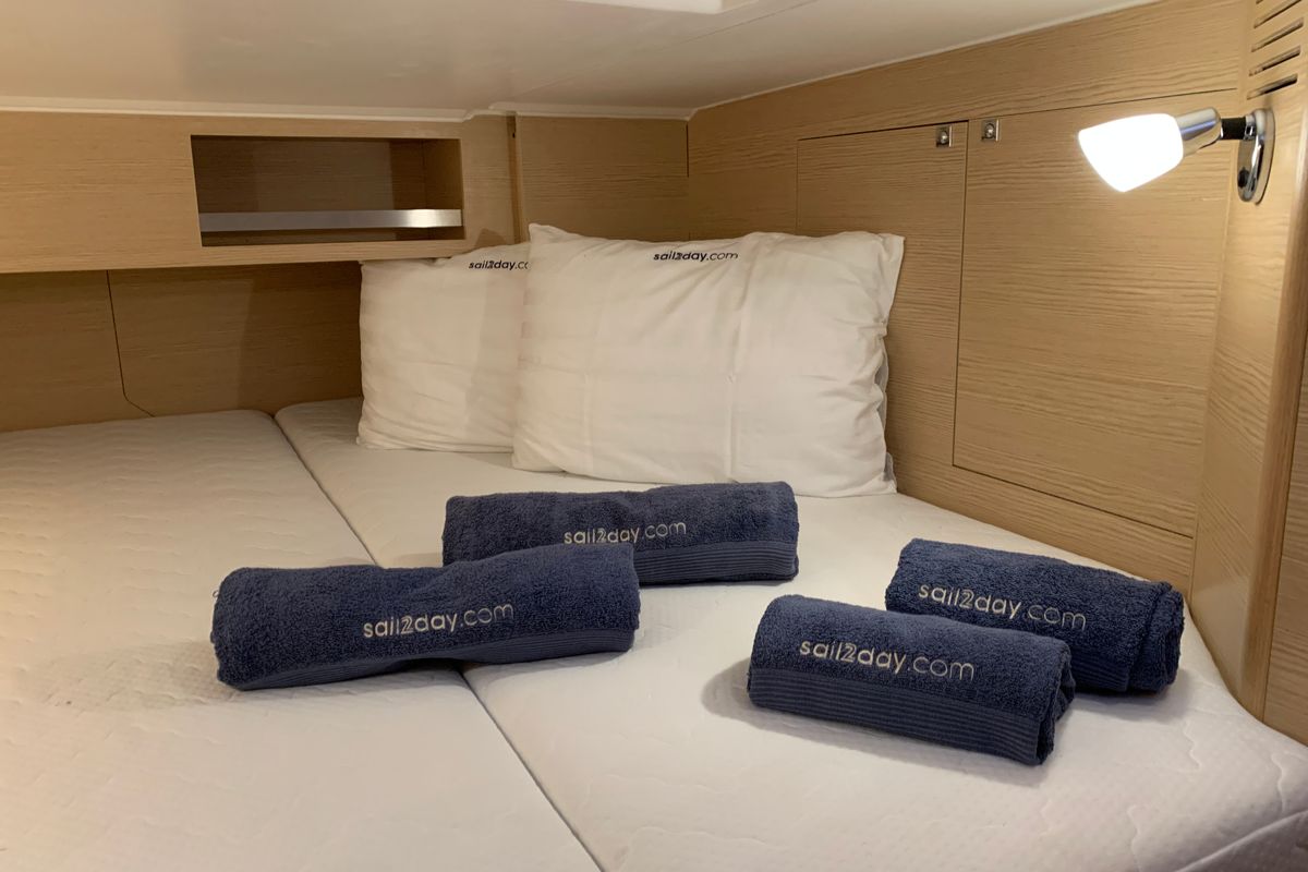 Cabin on GOSAILING, a Dufour 430 sailboat at Municipal Unit of Ellomenos, Greece