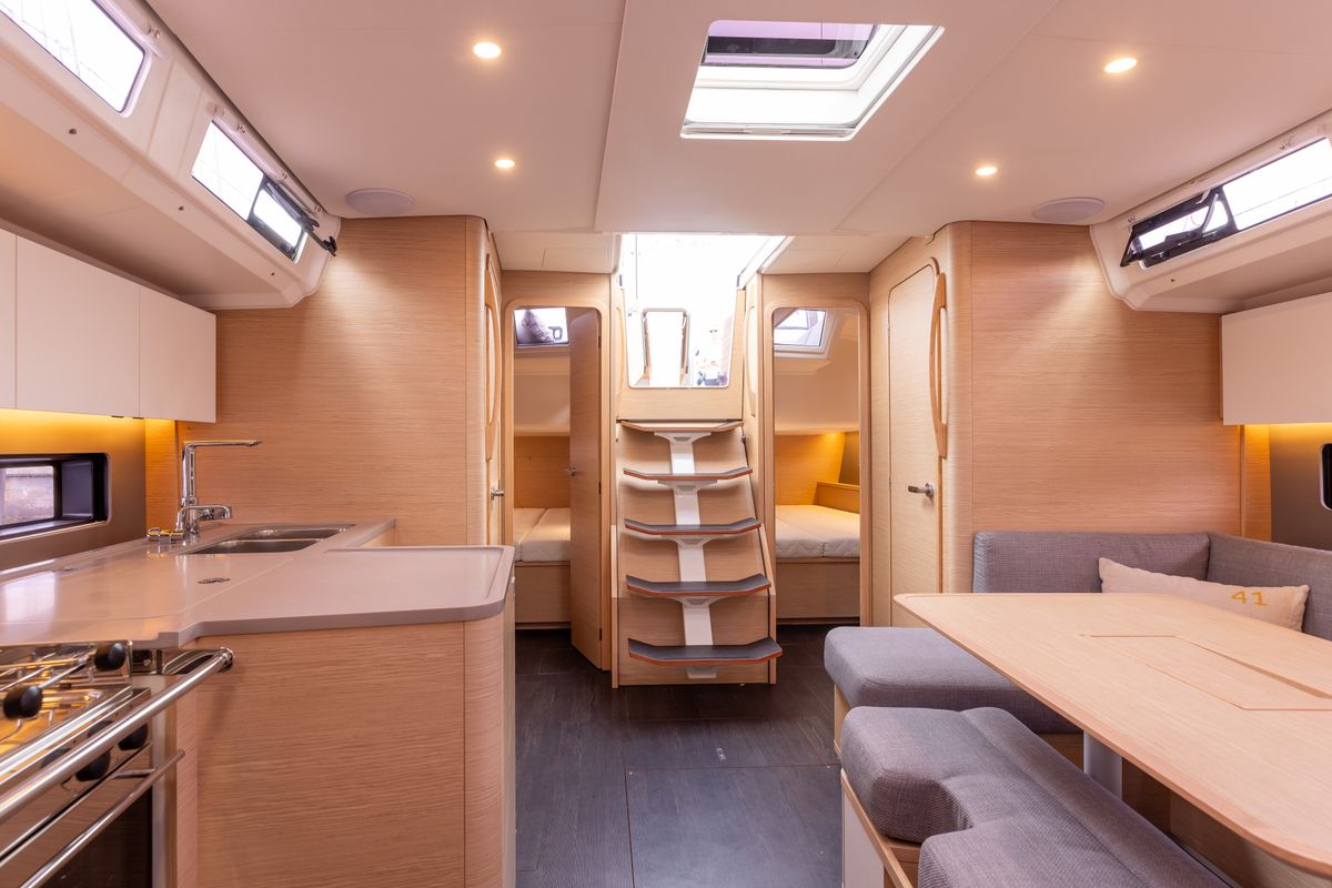 Salon of Sunsail 41.3 Premium, a Dufour 41 sailboat at Općina Marina, Croatia