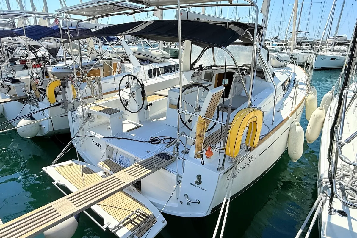 Exterior view of Foxy, a Beneteau Oceanis 38.1 sailboat at Općina Sukošan, Croatia
