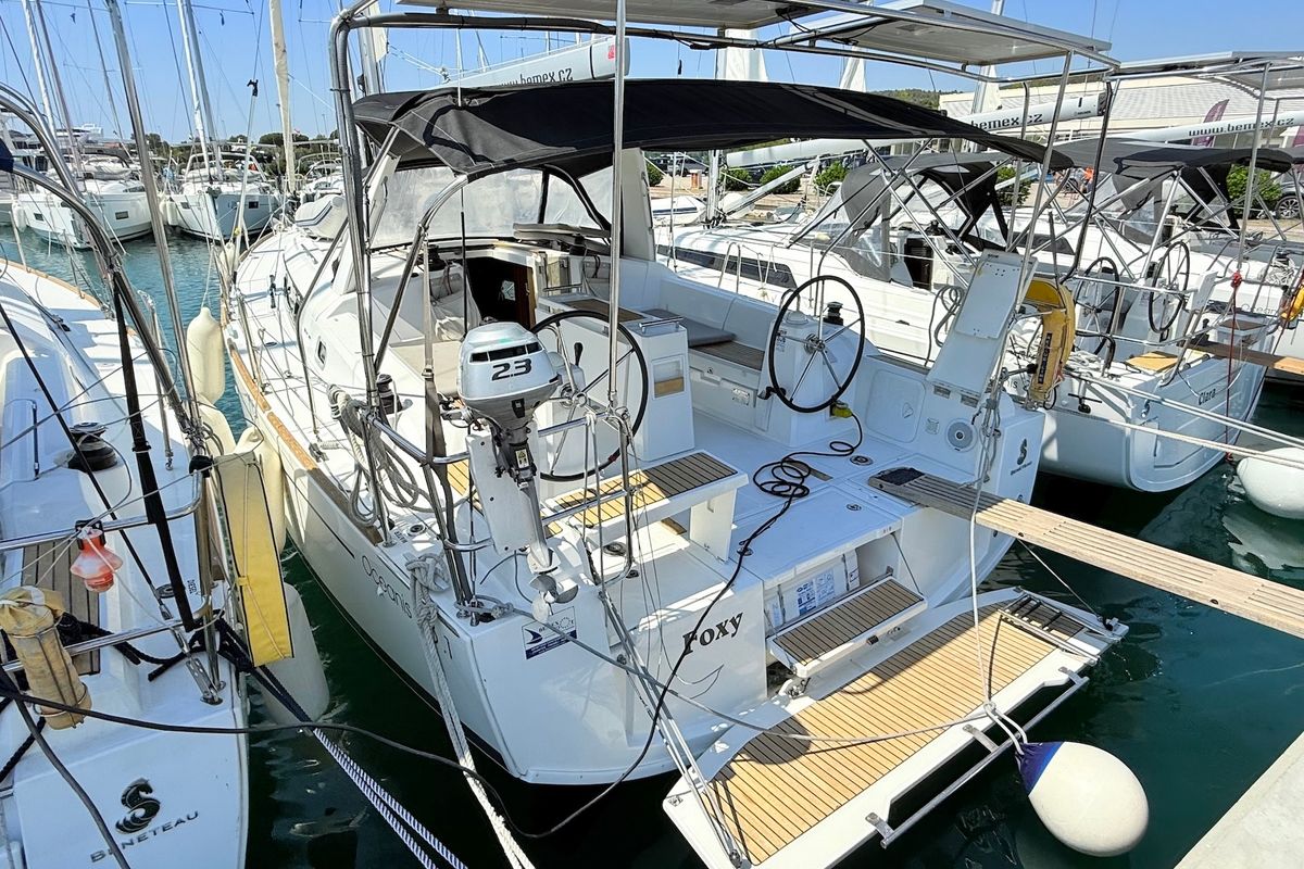 Exterior view of Foxy, a Beneteau Oceanis 38.1 sailboat at Općina Sukošan, Croatia