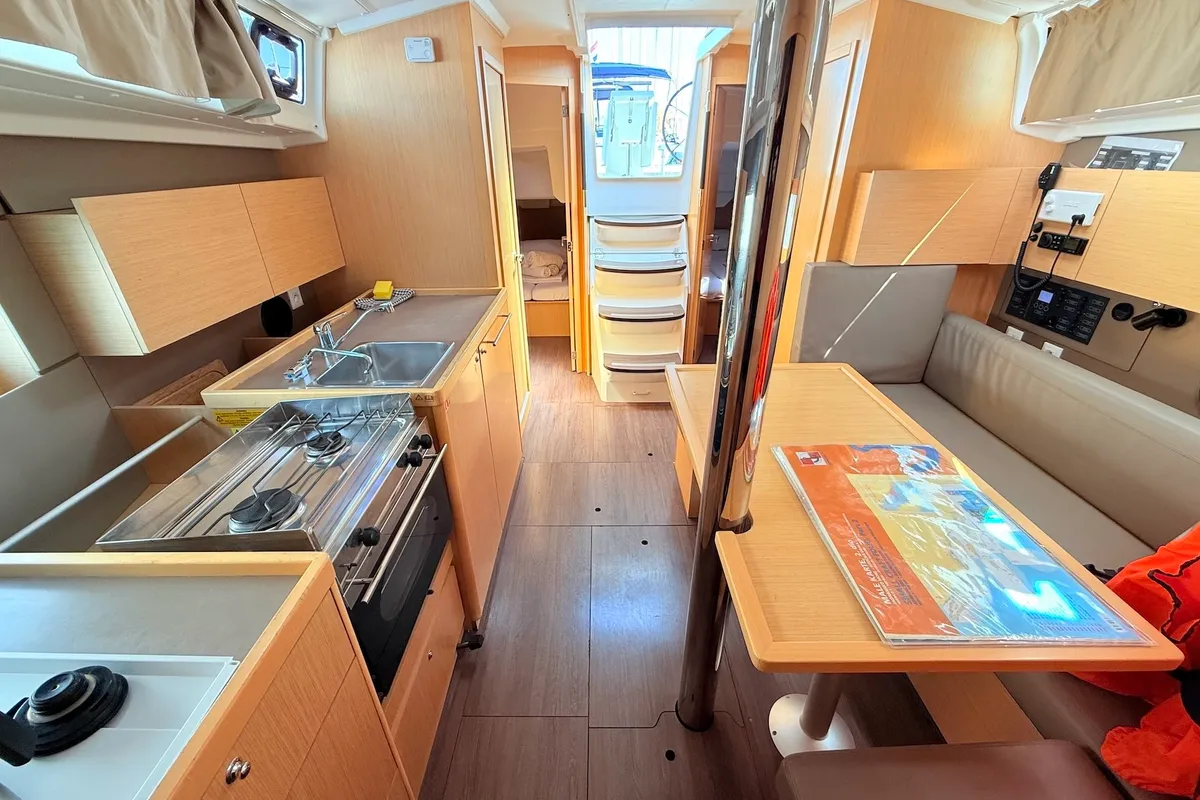Salon of Foxy, a Beneteau Oceanis 38.1 sailboat at Općina Sukošan, Croatia
