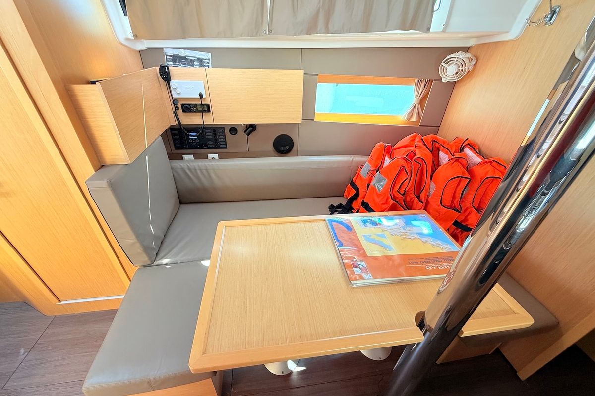 Salon of Foxy, a Beneteau Oceanis 38.1 sailboat at Općina Sukošan, Croatia