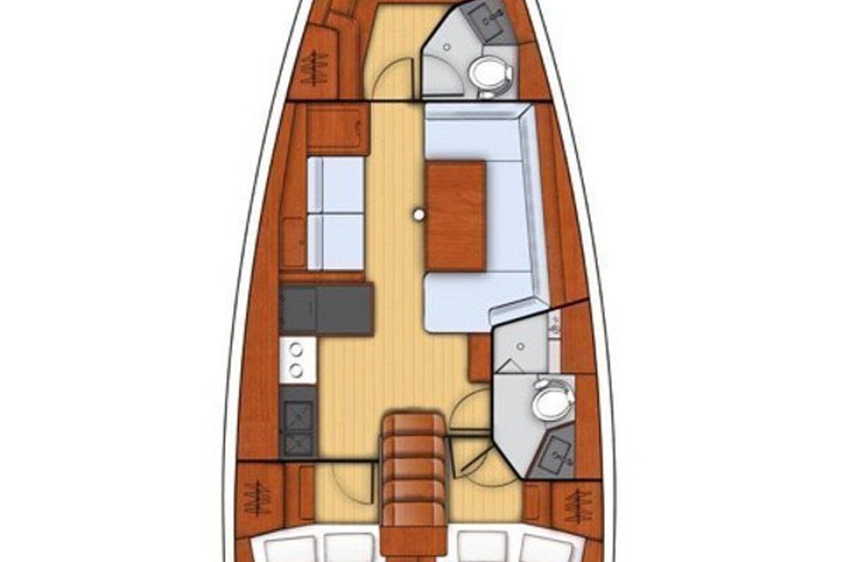 Floor plan of Hera, a Beneteau Oceanis 41.1 sailboat at Municipal Unit of Palairos, Greece