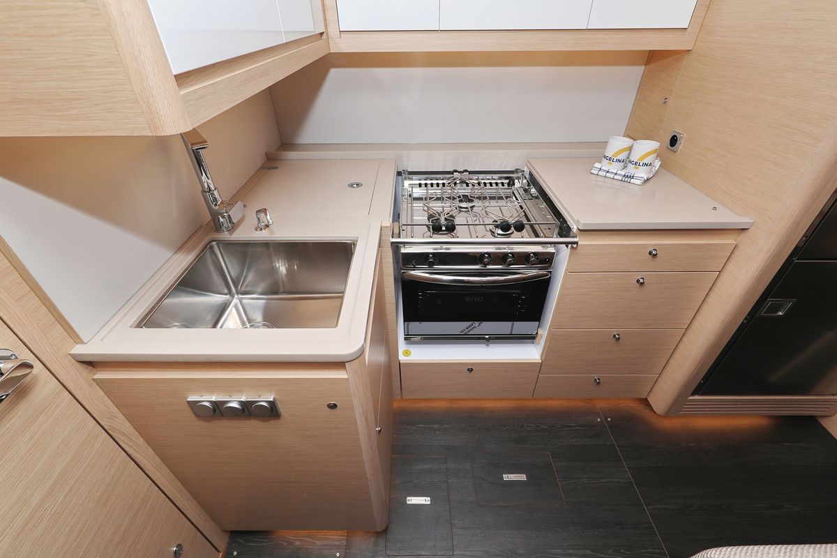 Galley of Bonaca, a Dufour 470 sailboat at Grad Pula, Croatia