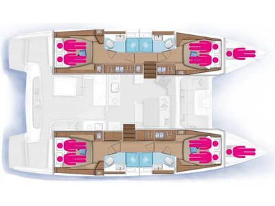 Floor plan of Christianna XV, a Lagoon 46 catamaran at Athens, Greece