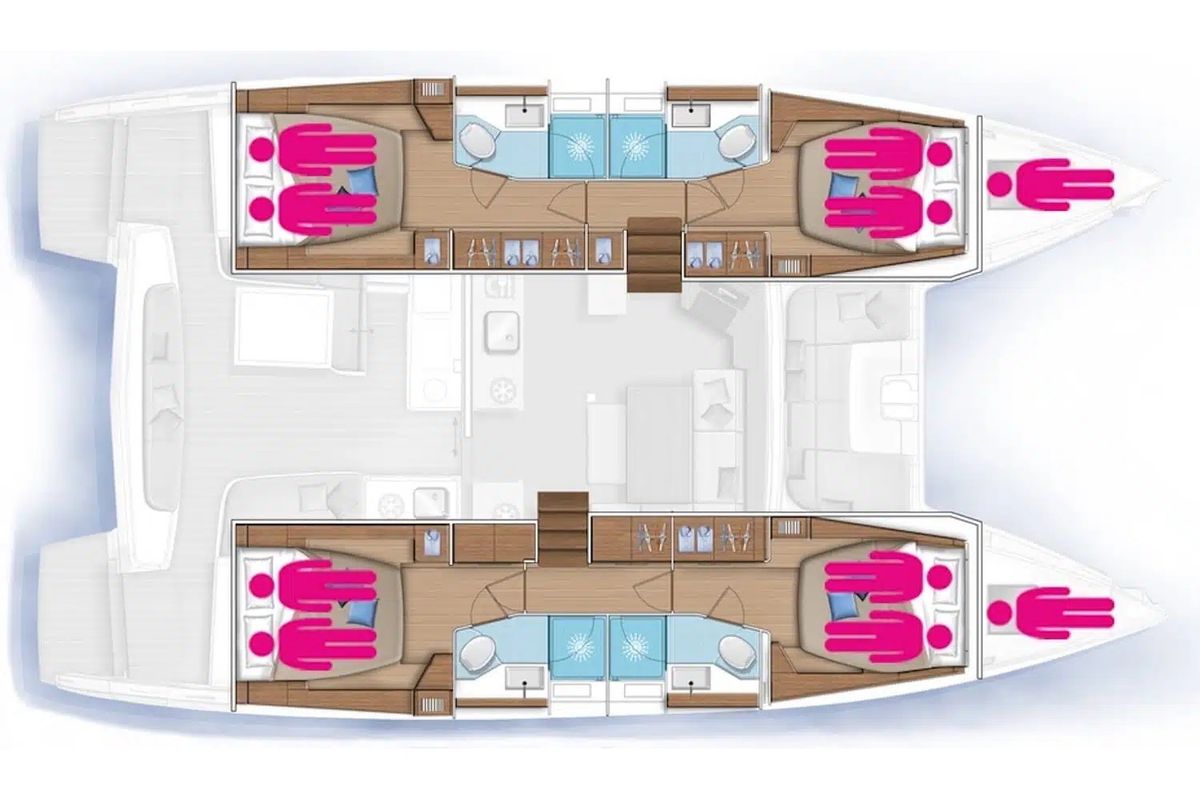 Floor plan of Christianna XV, a Lagoon 46 catamaran at Athens, Greece