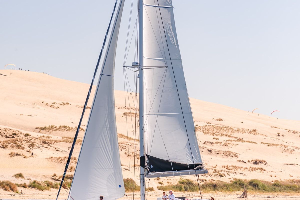 Exterior view of Christianna XV, a Lagoon 46 catamaran at Athens, Greece