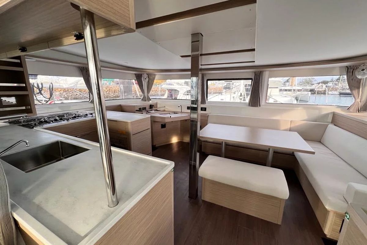 Galley of Christianna XV, a Lagoon 46 catamaran at Athens, Greece
