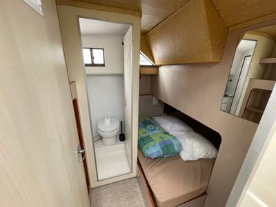 Cabin on Mandoline, a Nicols Sedan 1010 motorboat at Sablé-sur-Sarthe, France
