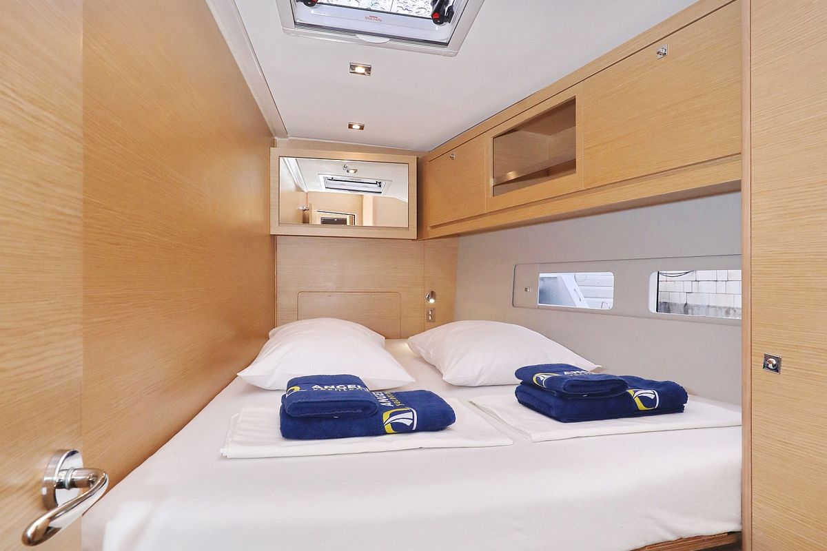 Cabin on Skadi, a Dufour 530 sailboat at Grad Trogir, Croatia