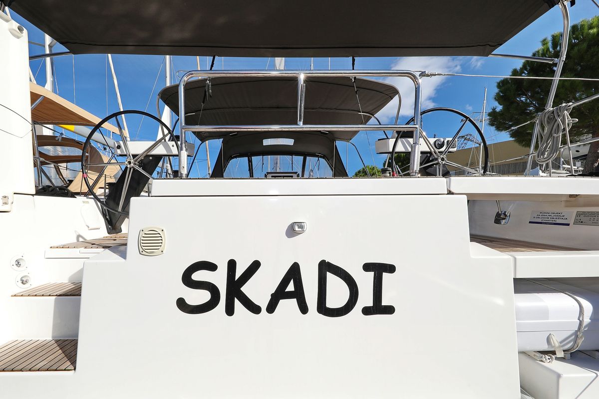 Exterior view of Skadi, a Dufour 530 sailboat at Grad Trogir, Croatia