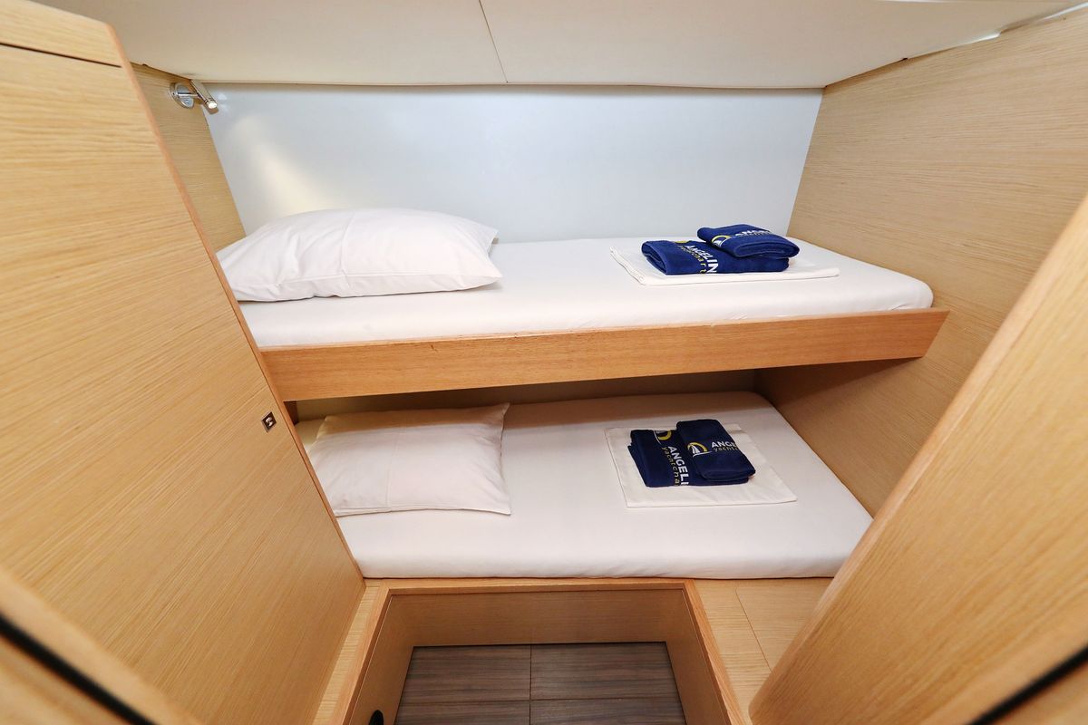 Cabin on Skadi, a Dufour 530 sailboat at Grad Trogir, Croatia