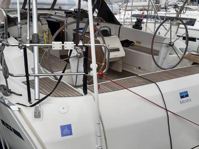 Cockpit of Ekavi, a Bavaria Cruiser 51 sailboat at Athens, Greece