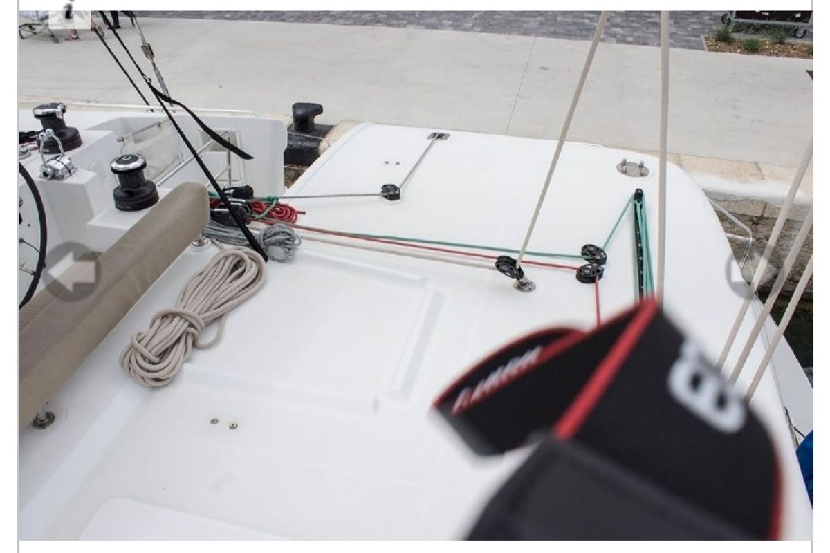 Deck of Sunshine I, a Lagoon 450 Fly catamaran at Dubrovnik, Croatia
