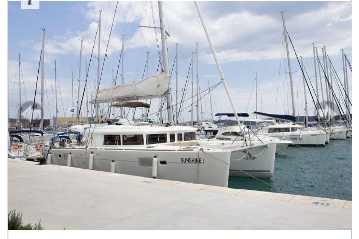 Exterior view of Sunshine I, a Lagoon 450 Fly catamaran at Dubrovnik, Croatia