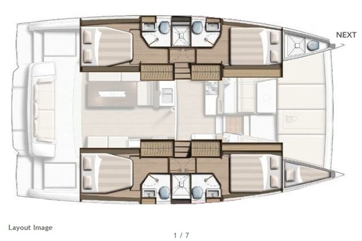 Floor plan of Kebifor, a Bali 4.2 catamaran at Municipal Unit of Palairos, Greece