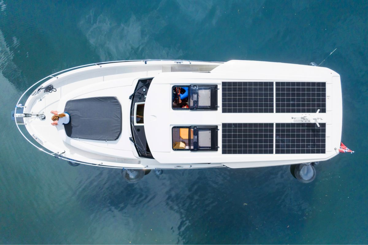 Exterior view of Porsgrunn, a Greenline 39 yacht at Porsgrunn, Norway