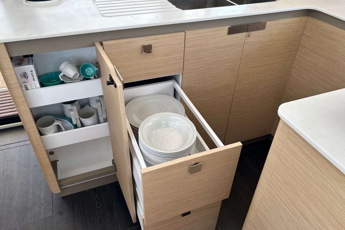 Galley of Deutz, a Fountaine Pajot Astrea 42 catamaran at Salerno, Italy