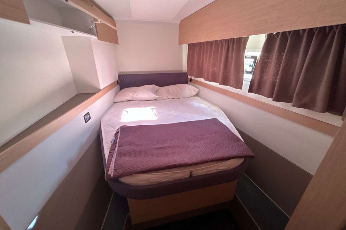 Cabin on Deutz, a Fountaine Pajot Astrea 42 catamaran at Salerno, Italy