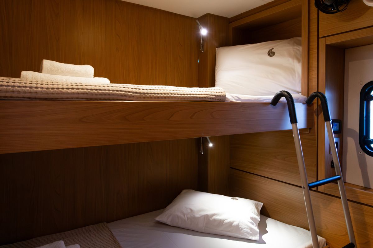 Cabin on Dream on, a Bali 4.6 catamaran at Preveza, Greece