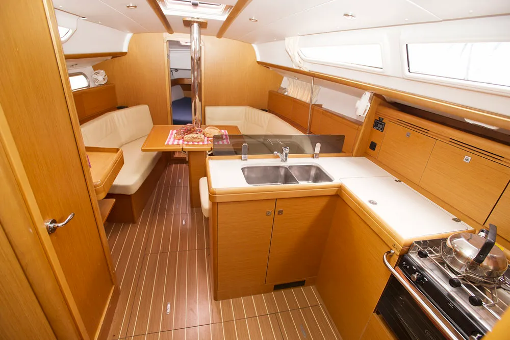 Galley of Lauren, a Jeanneau Sun Odyssey 36i sailboat at Volos Municipality, Greece