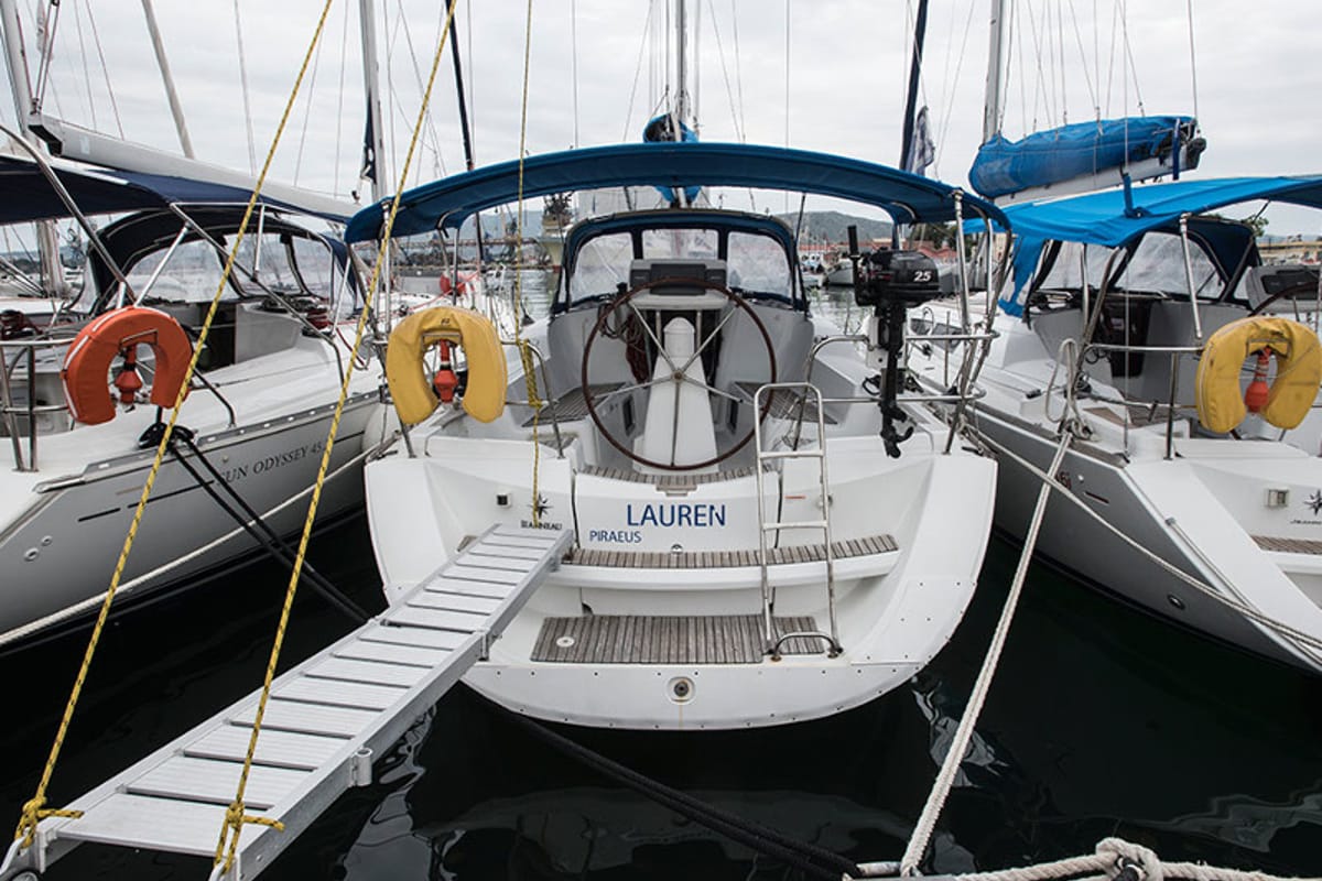 Exterior view of Lauren, a Jeanneau Sun Odyssey 36i sailboat at Volos Municipality, Greece