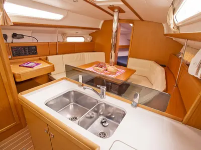 Galley of Lauren, a Jeanneau Sun Odyssey 36i sailboat at Volos Municipality, Greece