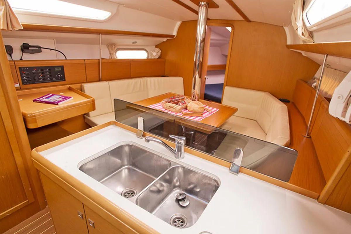 Galley of Lauren, a Jeanneau Sun Odyssey 36i sailboat at Volos Municipality, Greece